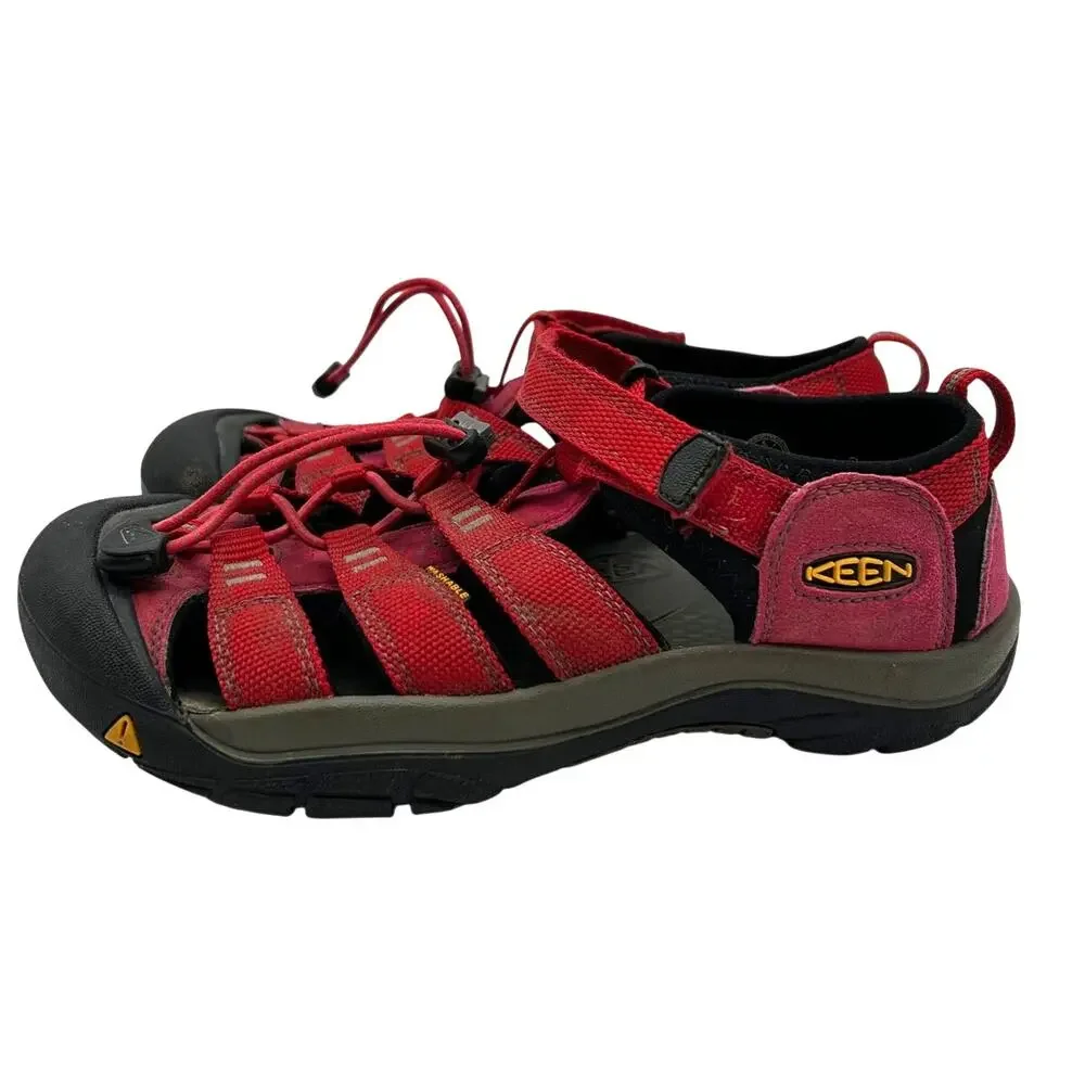 Keen Newport H2 Sandals Kids Size 5 EU 37 Red Bungee Toggle Water Shoe Outdoor